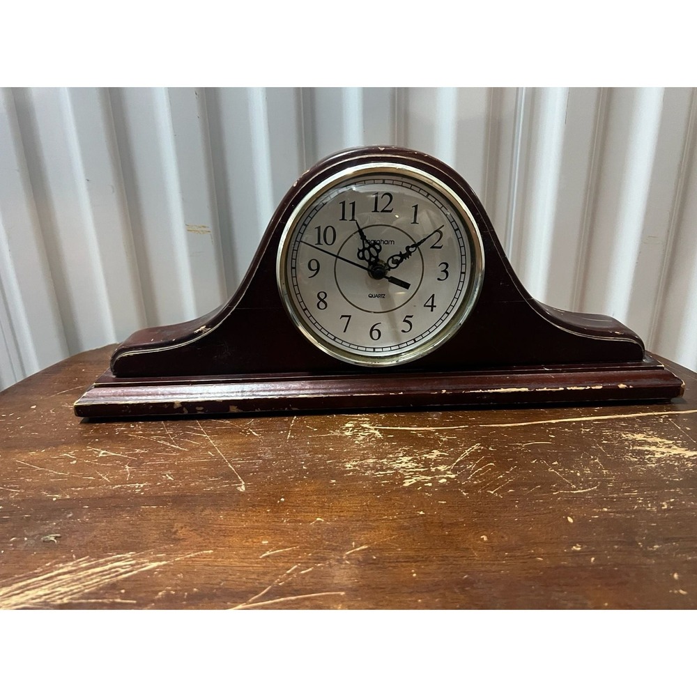 Ingraham Quartz Mantle Clock Arch Style Dark Wood